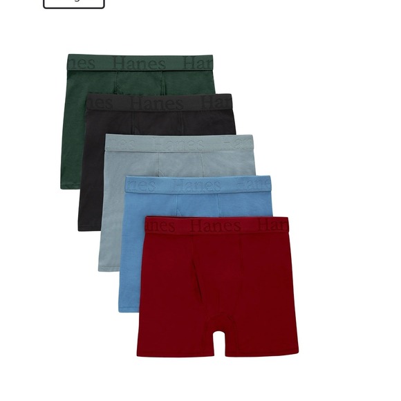 Hanes Originals Boys Tagless Boxer Briefs 5 Pack Ultra Soft Bamboo size L12/14 - Picture 1 of 6